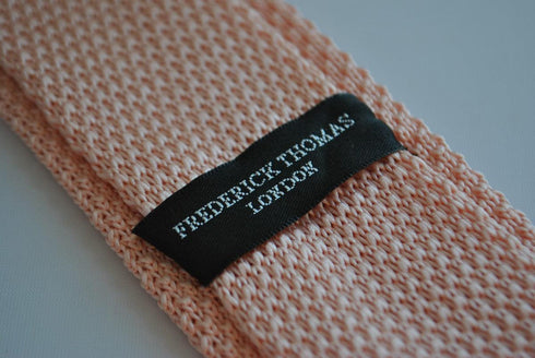 plain dusky blush baby pink knitted tie with pointed end