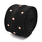 black skinny knitted tie with light blush pink polka dots