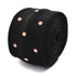 black skinny knitted tie with light blush pink polka dots