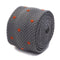 grey skinny knitted tie with orange polka dots