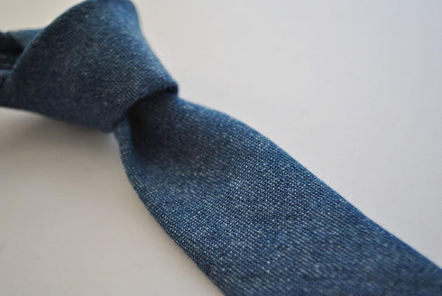 dark blue denim cotton skinny tie