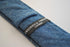 dark blue denim cotton skinny tie