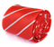 red tie with thin white stripes