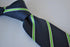 navy tie with green and white club stripes