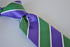 green, purple and white striped tie
