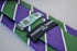 green, purple and white striped tie