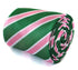 green, pink and white striped tie