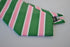 green, pink and white striped tie