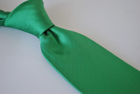 plain green tie with herringbone pattern
