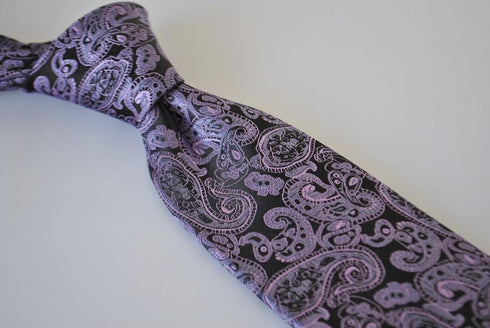 black and purple paisley tie