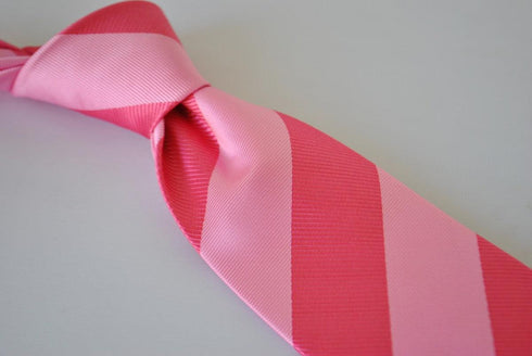 two tone pink barber striped tie