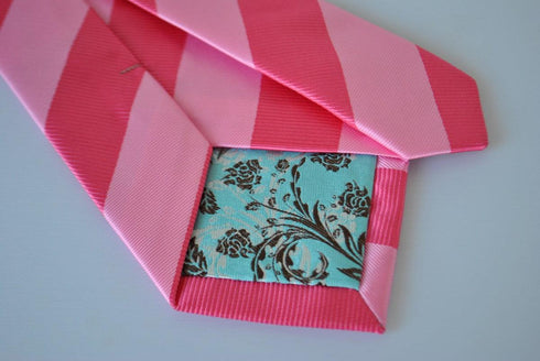 two tone pink barber striped tie