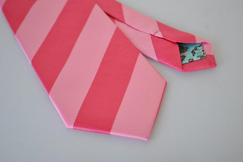 two tone pink barber striped tie