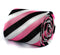 pink, black and white striped tie