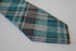 turquoise and grey check skinny tweed wool tie