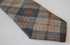 navy and brown check tweed slim wool tie