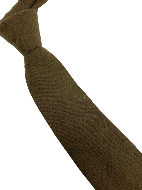 plain khaki army dark green wool tie
