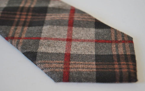 brown and red check tweed wool tie