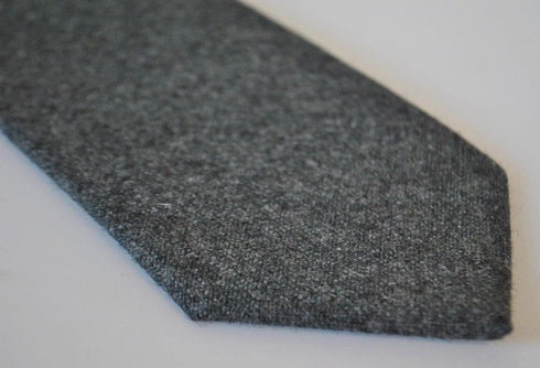 Extra long plain dark grey wool tie