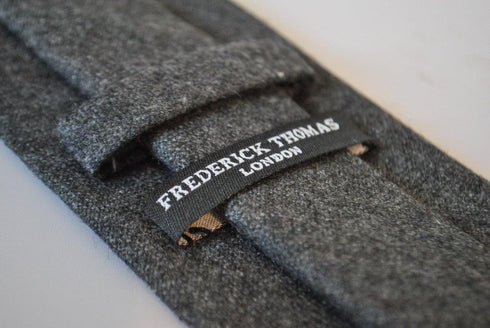 Extra long plain dark grey wool tie