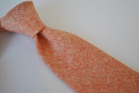 pale orange dark peach wool tweed tie