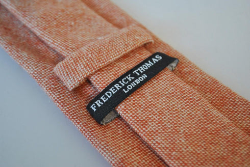 pale orange dark peach wool tweed tie