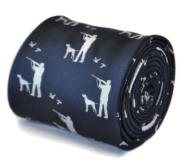 navy tie with hunter and hound design