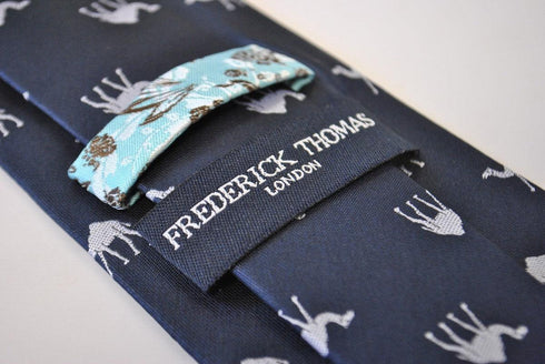 navy tie with camel design