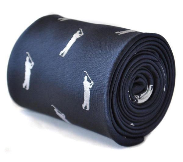 navy tie with golf player silhouette design