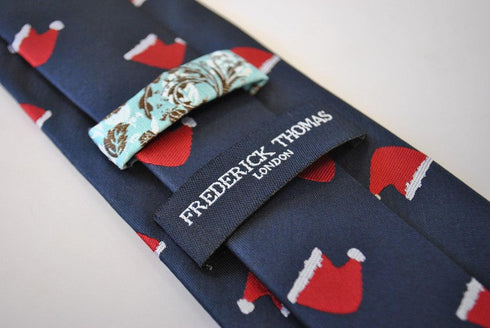 christmas range - navy tie with santa hat design