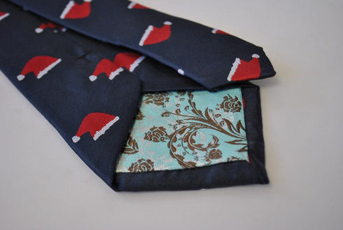 christmas range - navy tie with santa hat design