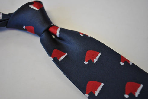 christmas range - navy tie with santa hat design