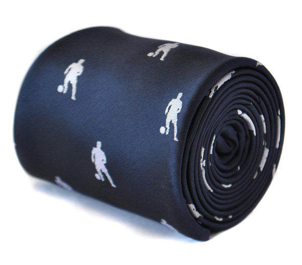 navy tie with football silhouette design
