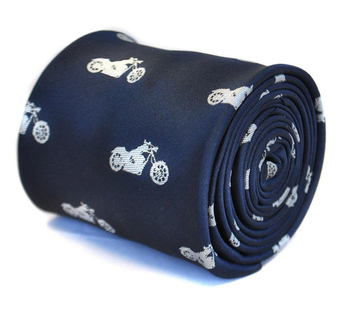 navy tie with harley motorbike design