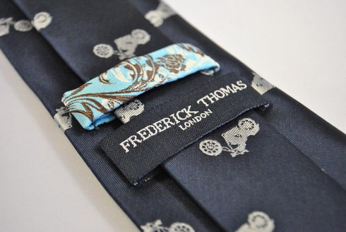 navy tie with harley motorbike design