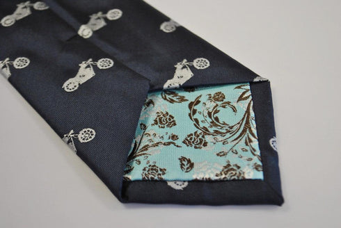 navy tie with harley motorbike design