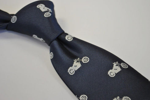 navy tie with harley motorbike design