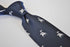 navy blue tie with medieval knight jousting pattern