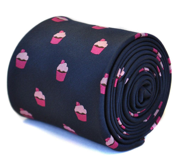 navy tie with cupcake design