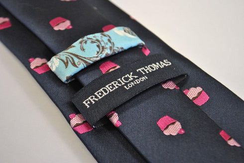 navy tie with cupcake design