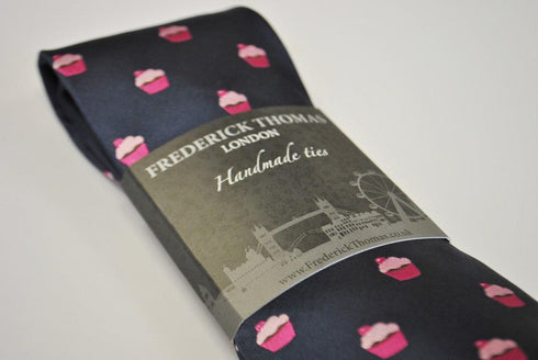 navy tie with cupcake design