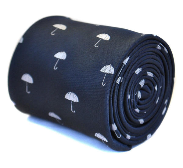 navy tie with umbrella design