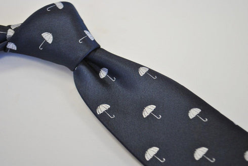 navy tie with umbrella design