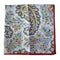 light blue, brown and yellow paisley pocket square