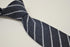 navy blue and white striped tweed wool skinny tie