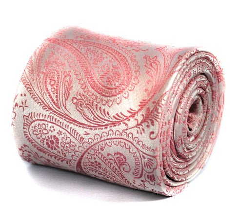 pink tie with paisley design