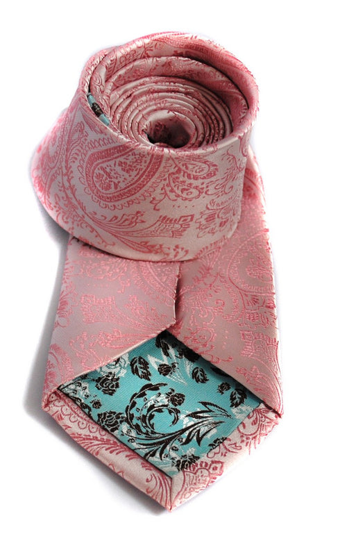 pink tie with paisley design