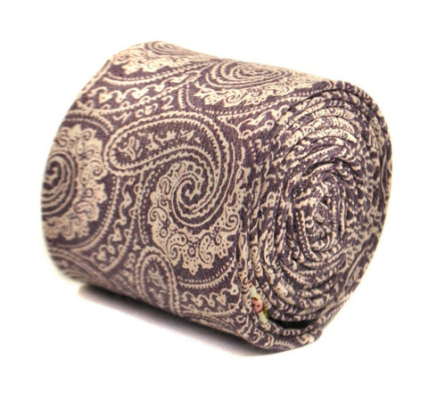 purple paisley cotton linen tie