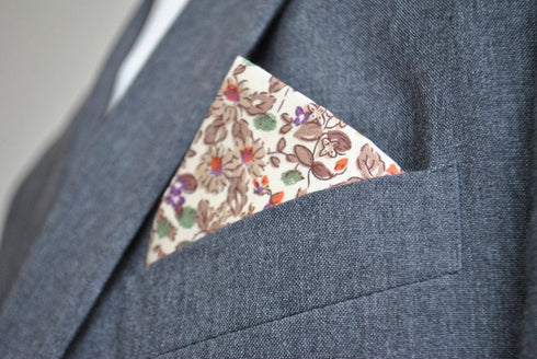 brown floral pocket square