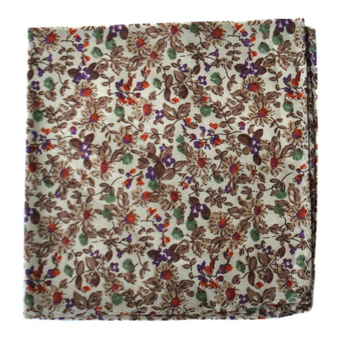 brown floral pocket square